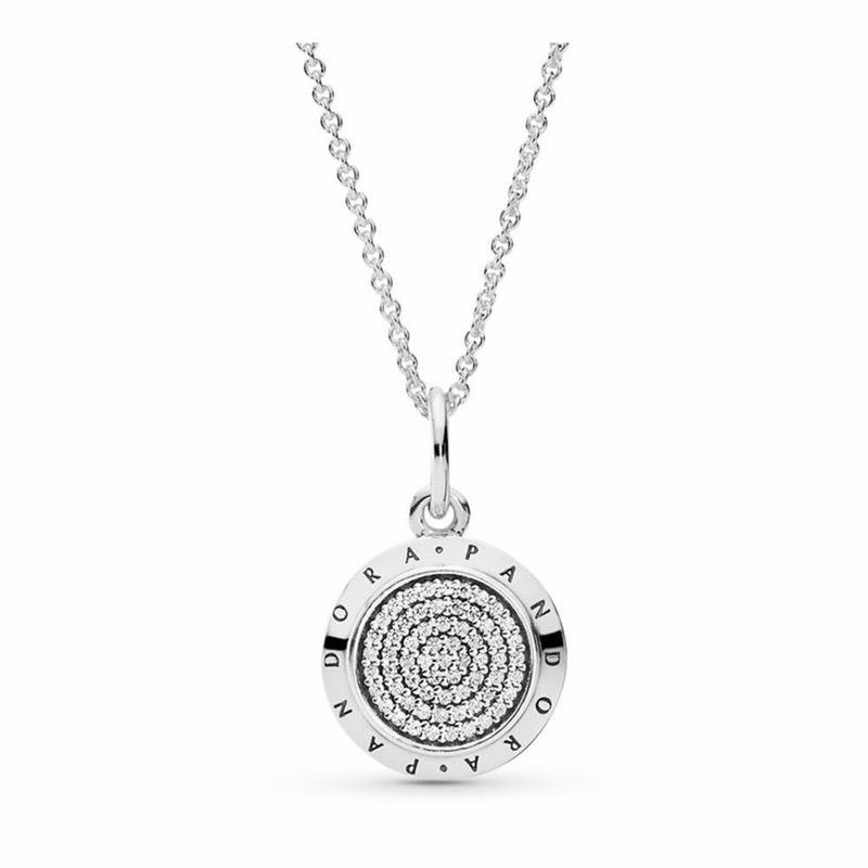 Pandora Signature Pendant Necklace Ireland - Sterling Silver/Cubic Zirconia - 160758GOS